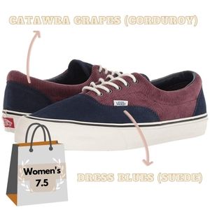 Vans Era Catawba Grape Corduroy Dress Blue Suede UltraCush Lite Women's Size 7.5